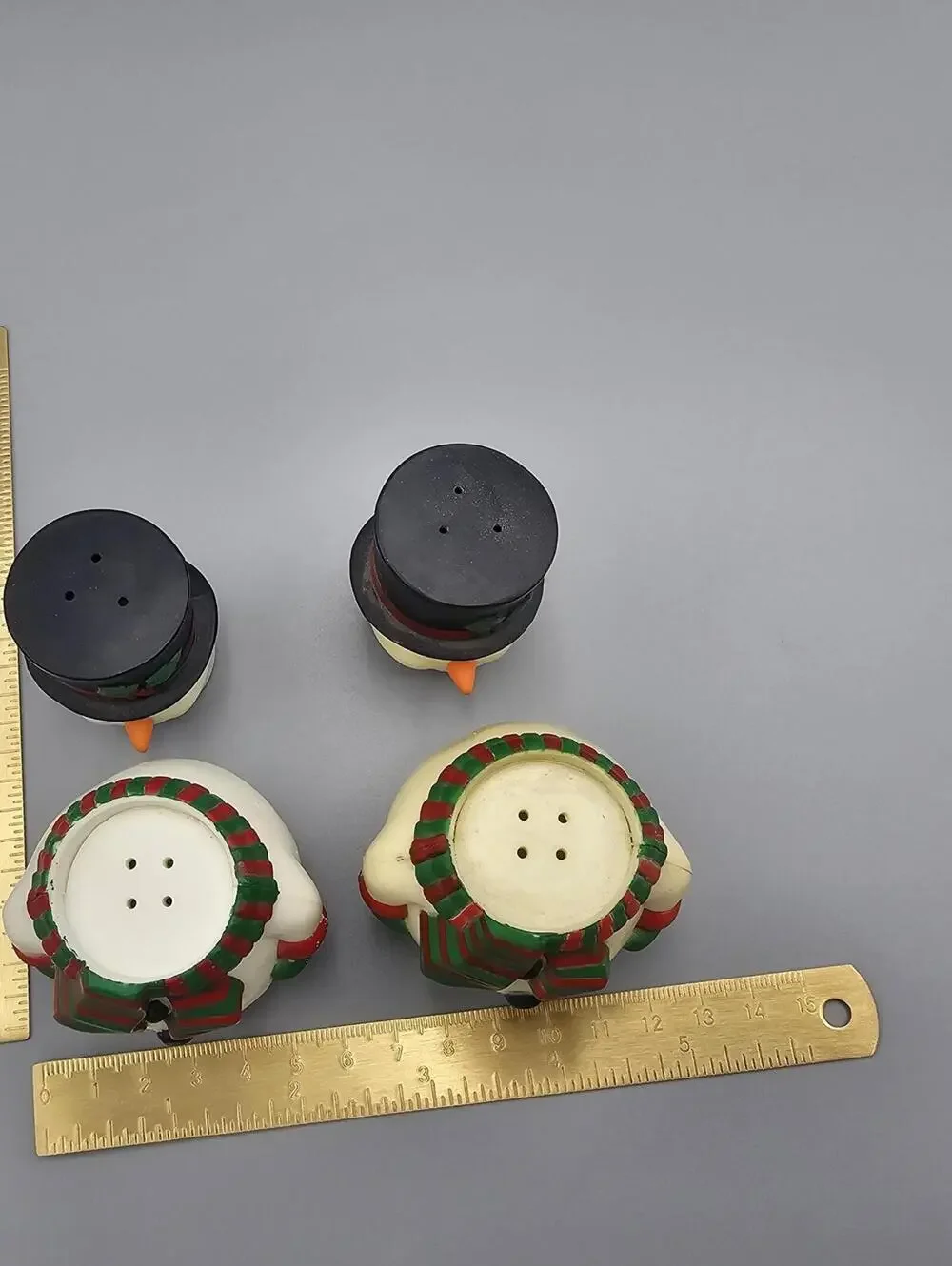 Vintage Ceramic Snowman Salt and Pepper Shakers Set